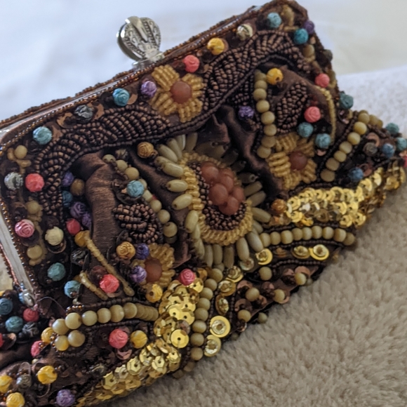 Vintage beaded Sequin small evening Flapper clutch - Picture 2 of 8